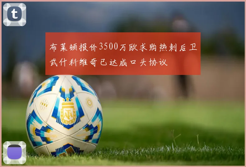 布莱顿报价3500万欧求购热刺后卫武什科维奇已达成口头协议